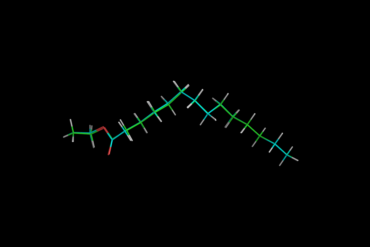 Superposition of QM optimised (green) and MM energy minimised (cyan) structures.<br>Click to toggle size.