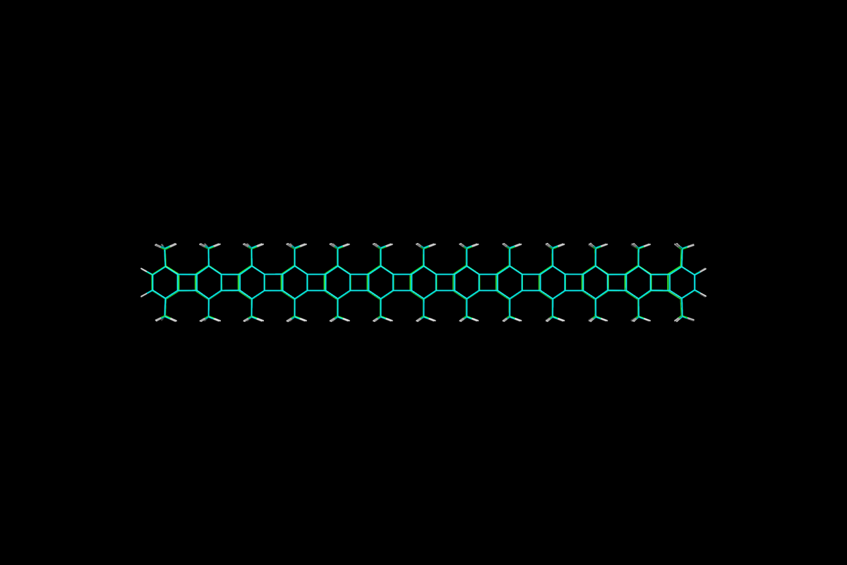Superposition of QM optimised (green) and MM energy minimised (cyan) structures.<br>Click to toggle size.